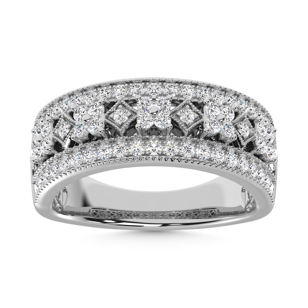 14K White Gold Diamond 3/4 Ct.Tw. Fashion Band: 14K White Gold Diamond 3/4 Ct.Tw. Fashion Band 14k White Gold Stone Color: G-h Stone Clarity: Si2 Each ring is presented in standard size 6.5. Complimentary resizing is available between sizes 510 (in