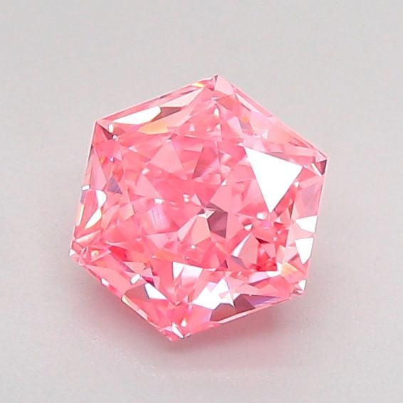 Loose Diamond - HEXAGONAL 0.9ct Fancy Vivid Pink VS1: Loose Diamond - HEXAGONAL 0.9ct Fancy Vivid Pink VS1 Source: This is a real non-mined Diamond that has been grown in a lab Shape: HEXAGONAL Carats: 0.9 Color: Fancy Vivid Pink Certification: IGI Video