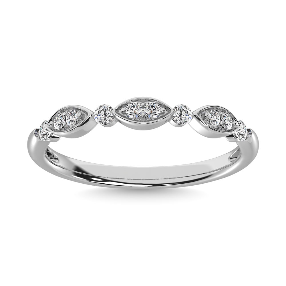 Diamond 1/5 Ct.Tw. Stackable Ring in 14K White Gold: Diamond 1/5 Ct.Tw. Stackable Ring in 14K White Gold 14k White Gold Stone Clarity: I1 Each ring is presented in standard size 6.5. Complimentary resizing is available between sizes 510 (in 1/4 incremen