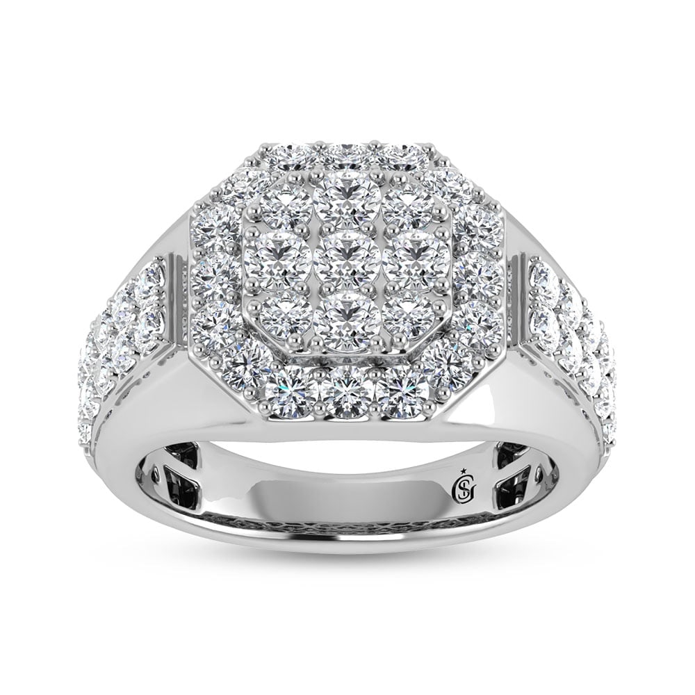 14K White Gold Lab Grown Diamond 2 1/2 Ct.Tw. Mens Ring (1 of 4)