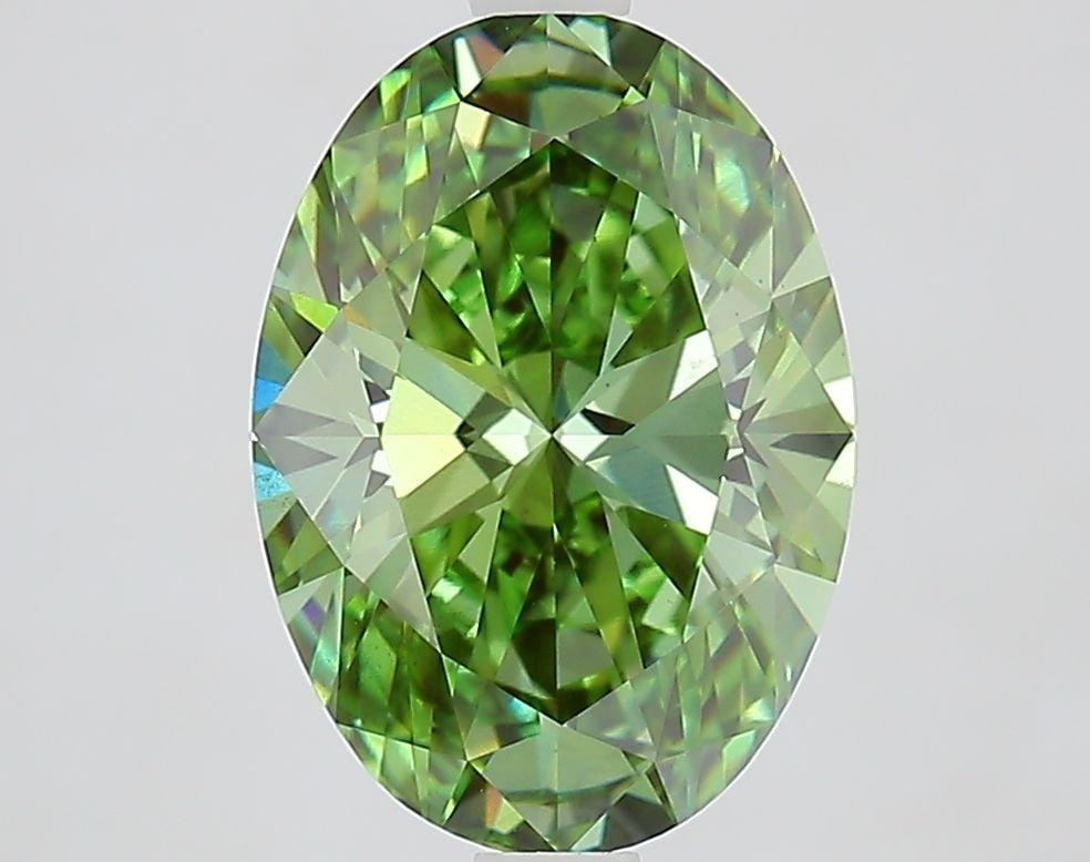 Loose Diamond - OVAL 2.99ct Fancy Vivid Green VS2: Loose Diamond - OVAL 2.99ct Fancy Vivid Green VS2 Source: This is a real non-mined Diamond that has been grown in a lab Shape: OVAL Carats: 2.99 Color: Fancy Vivid Green Certification: IGI Video: