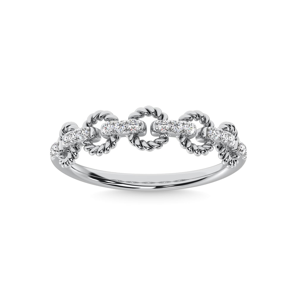 14K White Gold Diamond 1/6 Ct.Tw. Stackable Ring: 14K White Gold Diamond 1/6 Ct.Tw. Stackable Ring 14k White Gold Stone Color: G-h Stone Clarity: I1 Each ring is presented in standard size 6.5. Complimentary resizing is available between sizes 510 (i