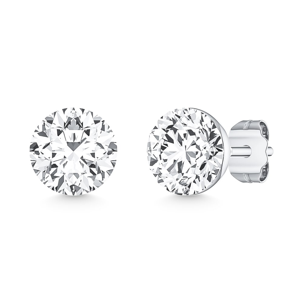 14K White Gold Lab Grown Diamond 2 Ct.Tw. Martine Stud Earrings (Available in 1ct to 2ct): 14K White Gold Lab Grown Diamond 2 Ct.Tw. Martine Stud Earrings (Available in 1ct to 2ct) These white gold martini studs present 2 Ct.Tw. of lab-grown diamonds with refined sophistication. 14k White G
