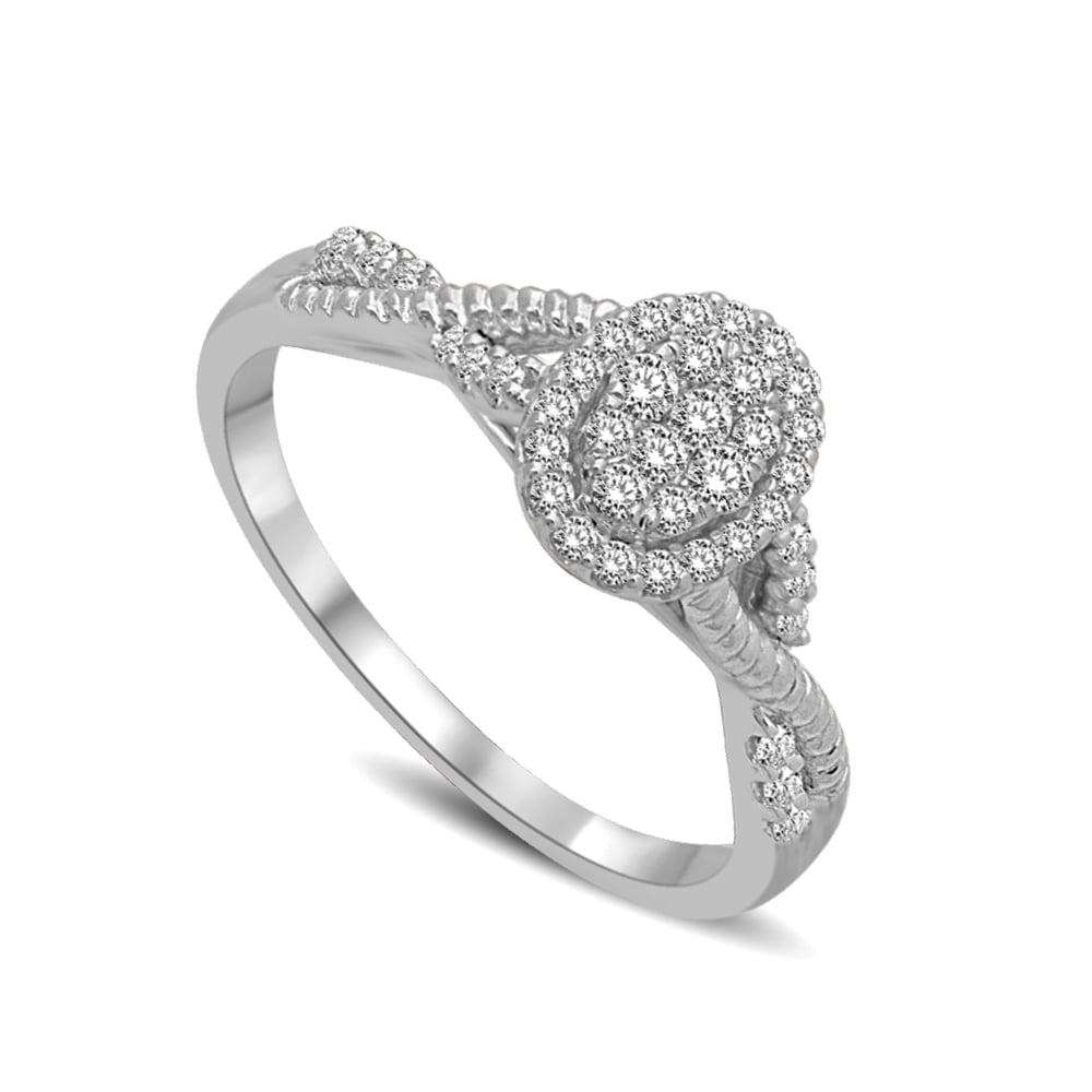 14K White Gold 1/4 Ct.Tw. Diamond Engagement Ring: 14K White Gold 1/4 Ct.Tw. Diamond Engagement Ring Remind her shes the light of your life with this dazzling diamond engagement ring. Crafted in 14K white gold, this shimmering style features 1/4 Ct.Tw