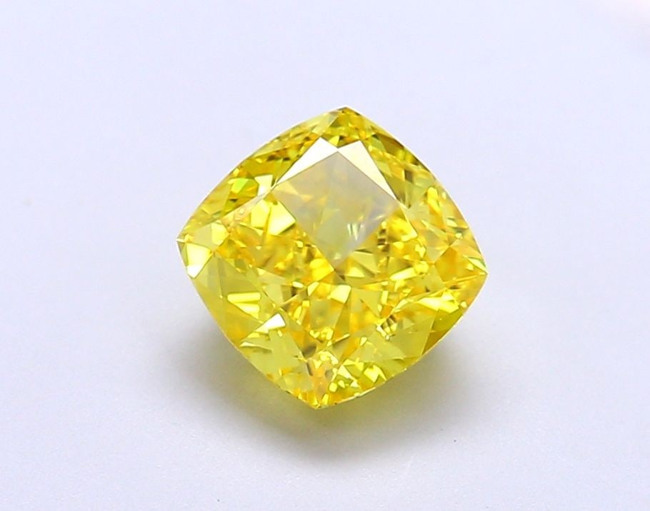 Loose Diamond - CUSHION MODIFIED 1.74ct Fancy Vivid Yellow VS1: Loose Diamond - CUSHION MODIFIED 1.74ct Fancy Vivid Yellow VS1 Source: This is a real non-mined Diamond that has been grown in a lab Shape: CUSHION MODIFIED Carats: 1.74 Color: Fancy Vivid Yellow Cert