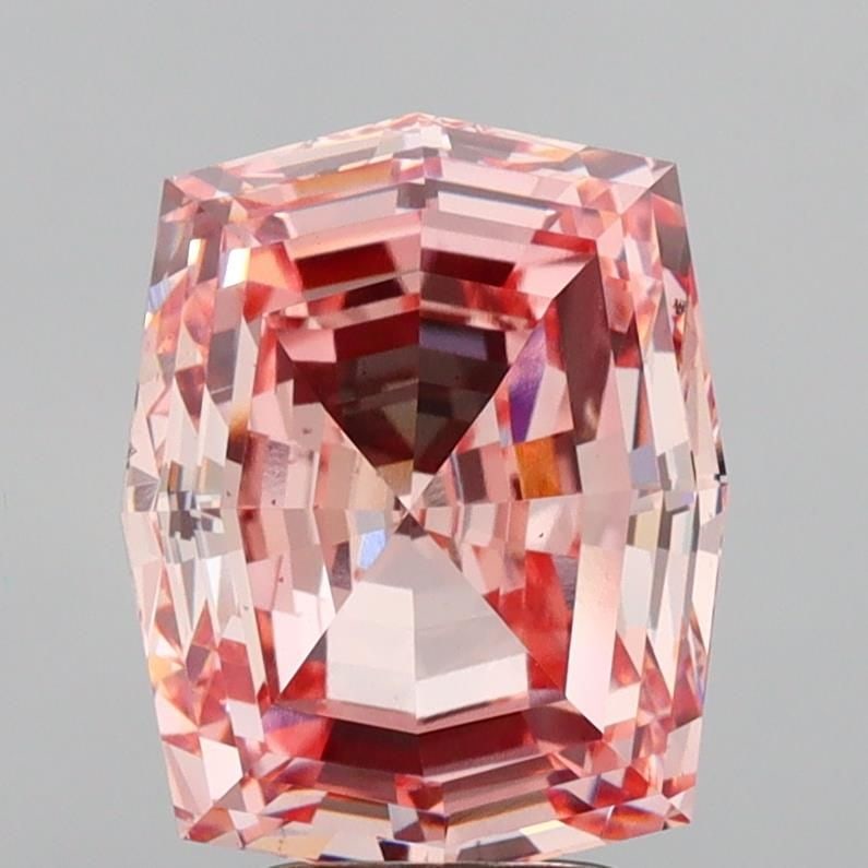 Loose Diamond - CUSHION MODIFIED 5.06ct Fancy Intense Pink VS2: Loose Diamond - CUSHION MODIFIED 5.06ct Fancy Intense Pink VS2 Source: This is a real non-mined Diamond that has been grown in a lab Shape: CUSHION MODIFIED Carats: 5.06 Color: Fancy Intense Pink Cert