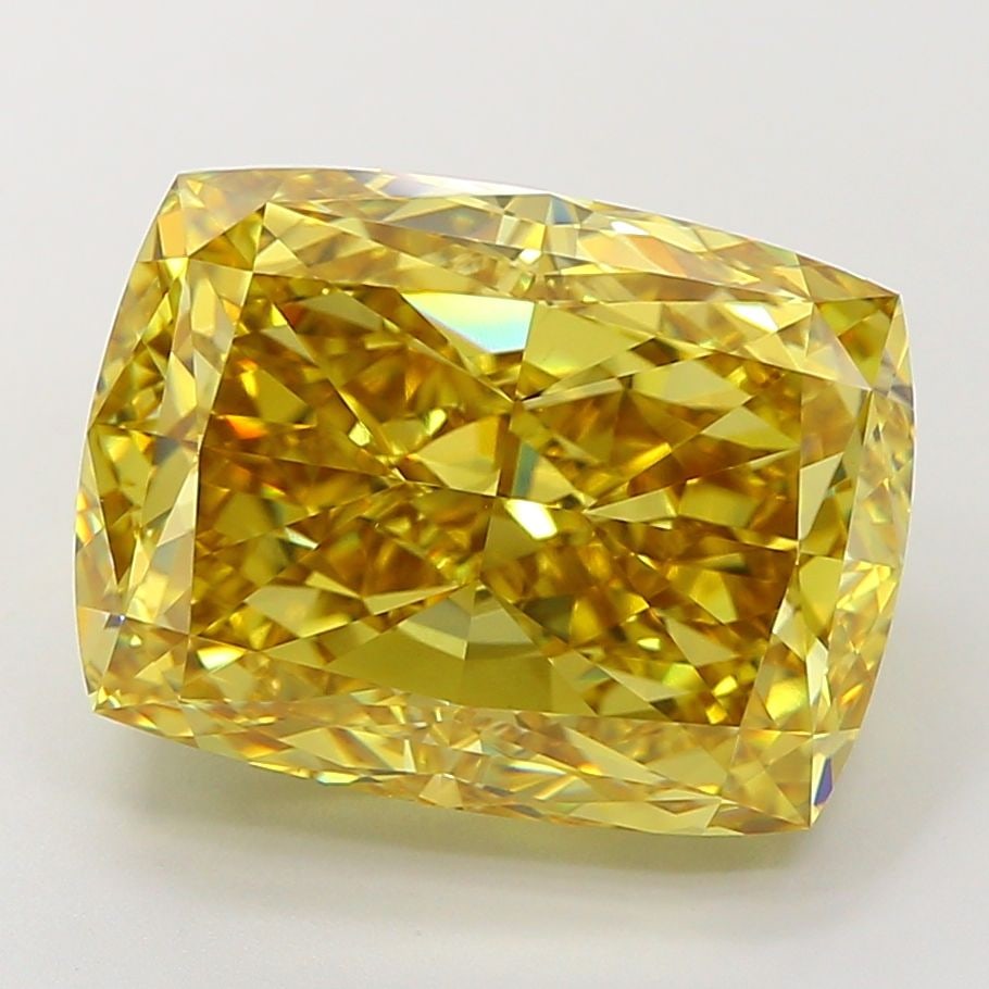 Loose Diamond - CUSHION MODIFIED 10.05ct Fancy Vivid Yellow VVS2: Loose Diamond - CUSHION MODIFIED 10.05ct Fancy Vivid Yellow VVS2 Source: This is a real non-mined Diamond that has been grown in a lab Shape: CUSHION MODIFIED Carats: 10.05 Color: Fancy Vivid Yellow C