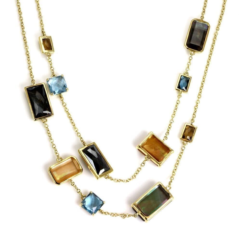 Ippolita Rock Candy Gelato 18k Gold Gemstone Necklace 36 Inch: Ippolita Rock Candy Gelato 18k Gold Gemstone Necklace 36 Inch This Ippolita Rock Candy Gelato necklace features a luxurious 18k yellow gold chain adorned with a vibrant combination of hematite, blue t