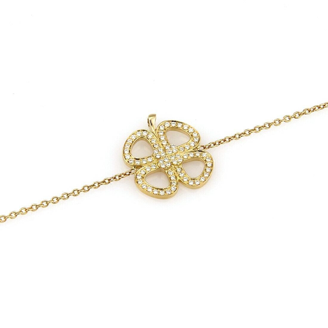 Victoria Casal 18k Yellow Gold Diamond Clover Charm Bracelet (1 of 5)