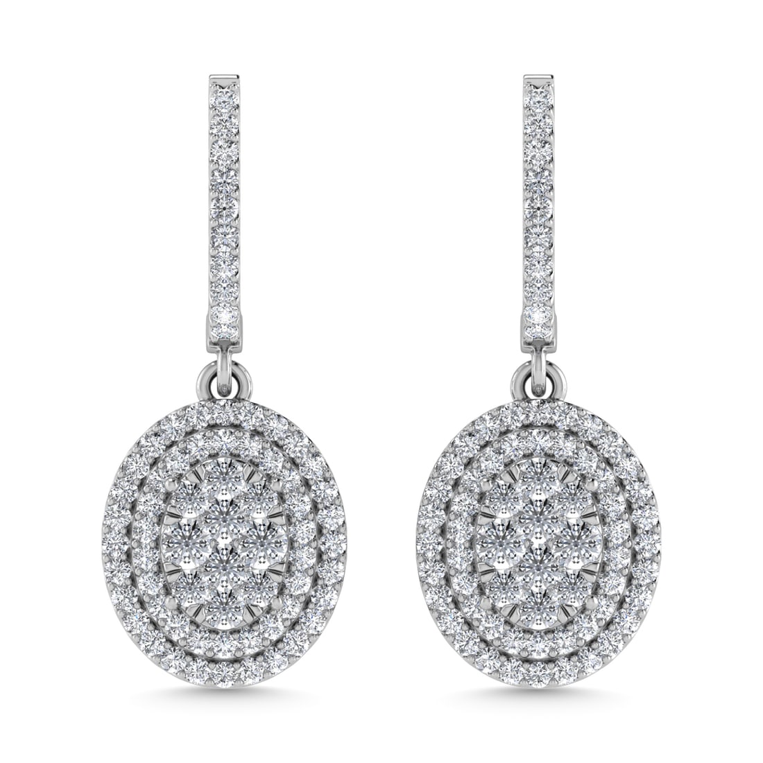 Diamond 1 Ct.Tw. Dangler Earrings in 14K White Gold: Diamond 1 Ct.Tw. Dangler Earrings in 14K White Gold 14k White Gold Stone Color: G-h Stone Clarity: I1 This item may take 2-5 weeks for shipping. The Diamond Depot Guarantee: All items in this auction 