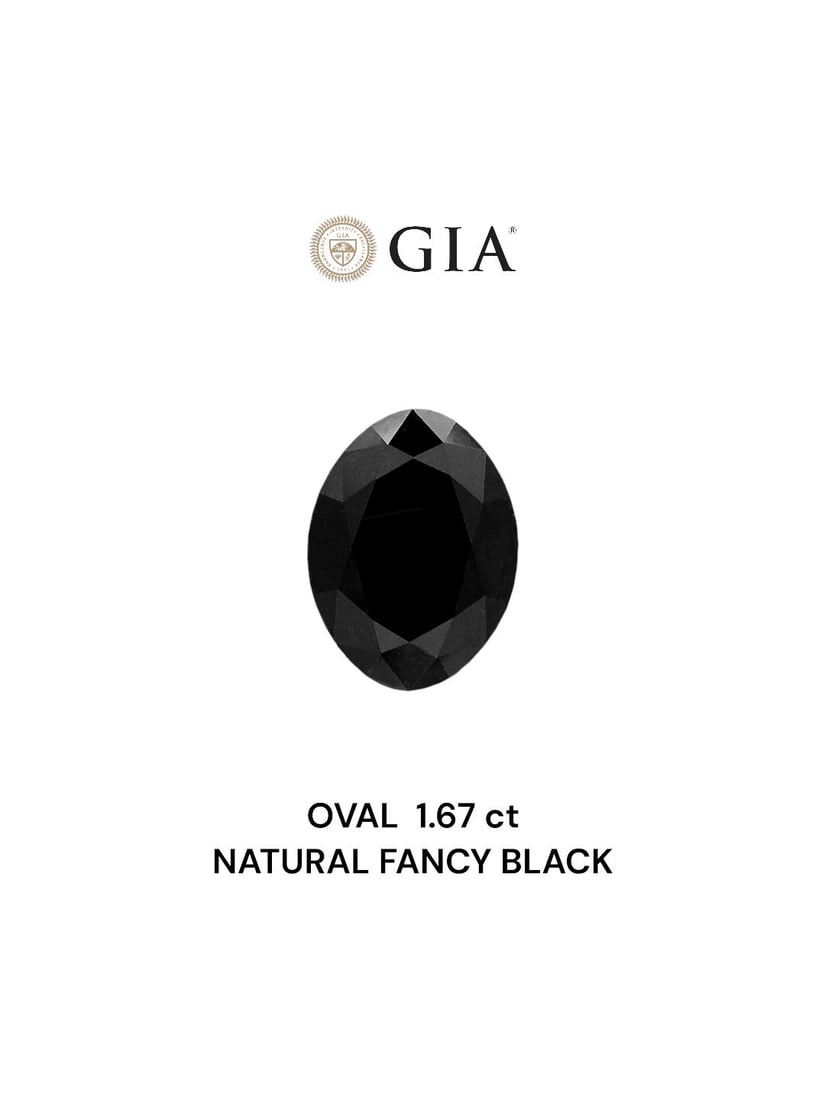 Loose Diamond - OVAL 1.67ct Fancy Black VVS2: Loose Diamond - OVAL 1.67ct Fancy Black VVS2 Source: Natural Shape: OVAL Carats: 1.67 Color: Fancy Black Certification: GIA Video: