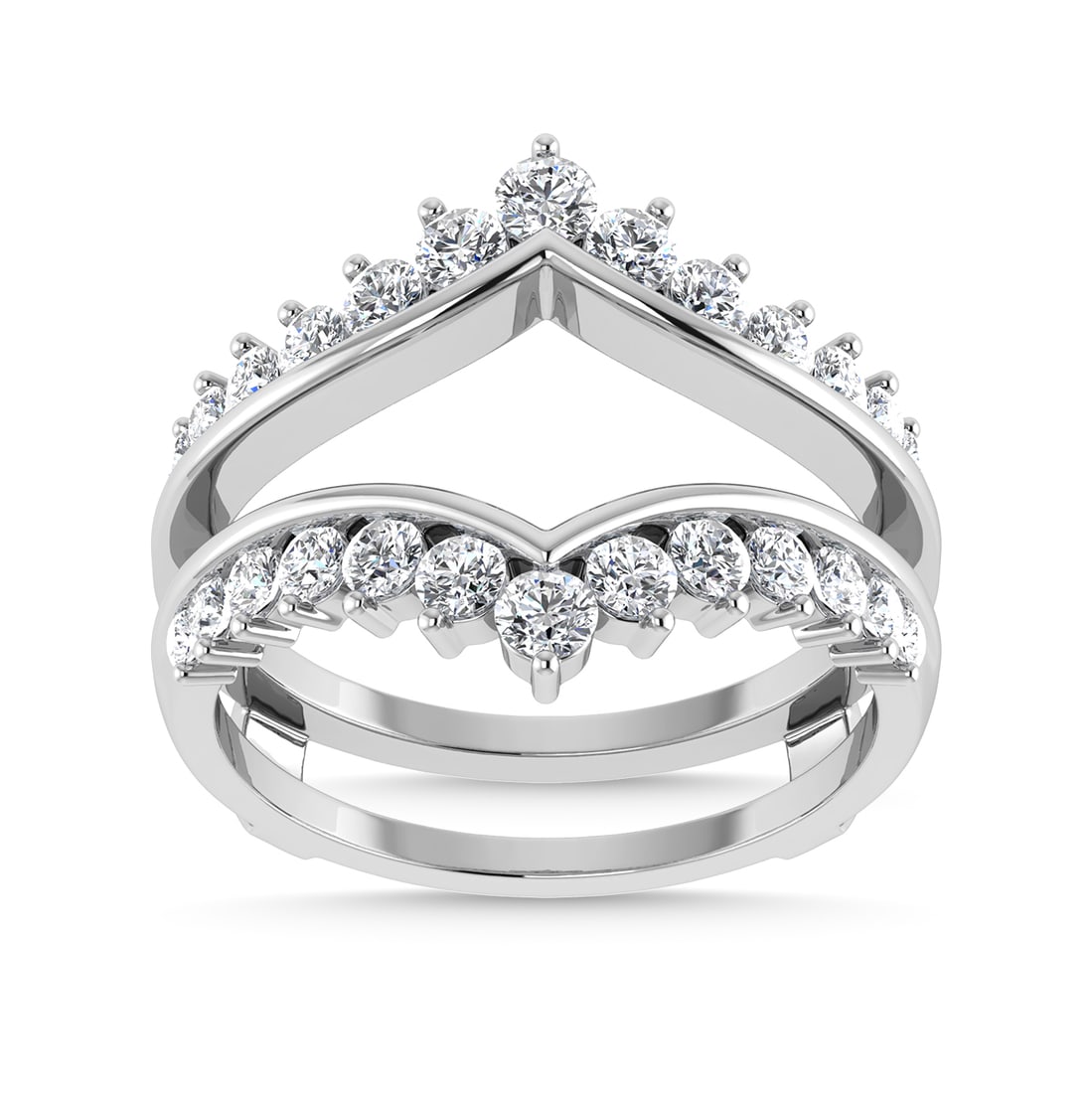 Diamond 1/2 Ct.Tw. Guard Ring in 14K White Gold: Diamond 1/2 Ct.Tw. Guard Ring in 14K White Gold 14k White Gold Stone Color: G-h Stone Clarity: I1 Each ring is presented in standard size 6.5. Complimentary resizing is available between sizes 510 (in