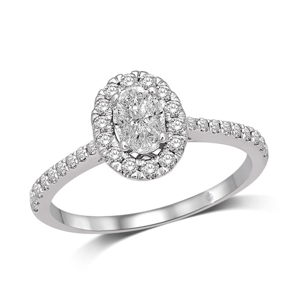 Lovecuts 14K White Gold 9/10 Ct.Tw. Diamond Engagement Ring: Lovecuts 14K White Gold 9/10 Ct.Tw. Diamond Engagement Ring Fashioned In 14K White Gold, This Twist Shank Engagement Ring Feature Oval Shape Solitaire Which Gives Perceived Look And Frame Of Smaller R