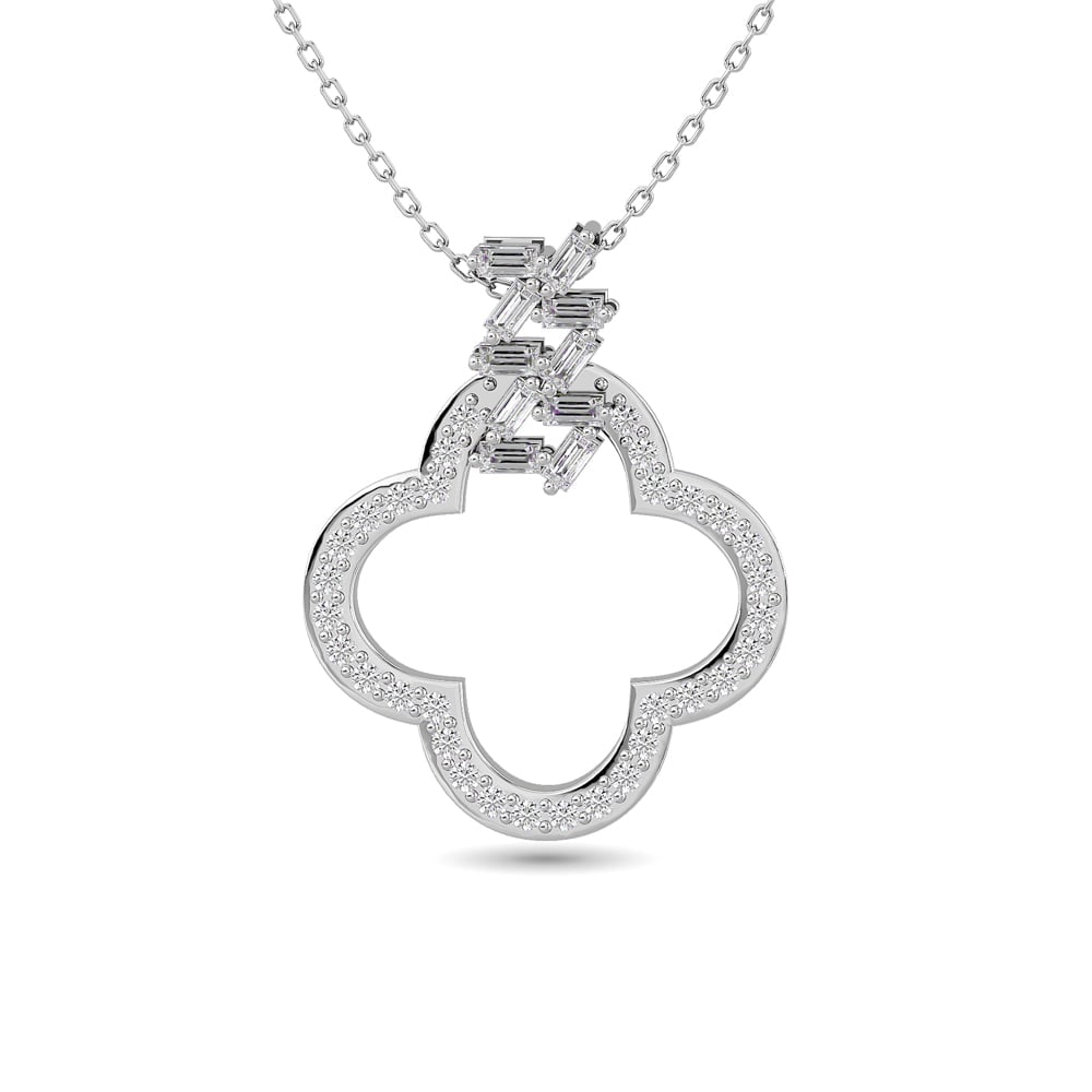 Diamond 1/4 Ct.Tw. Fashion Pendant in 10K White Gold: Diamond 1/4 Ct.Tw. Fashion Pendant in 10K White Gold 10k White Gold Stone Color: G-h Stone Clarity: I1 Unless otherwise specified, pendants that include a chain are paired with our standard 18-inch le