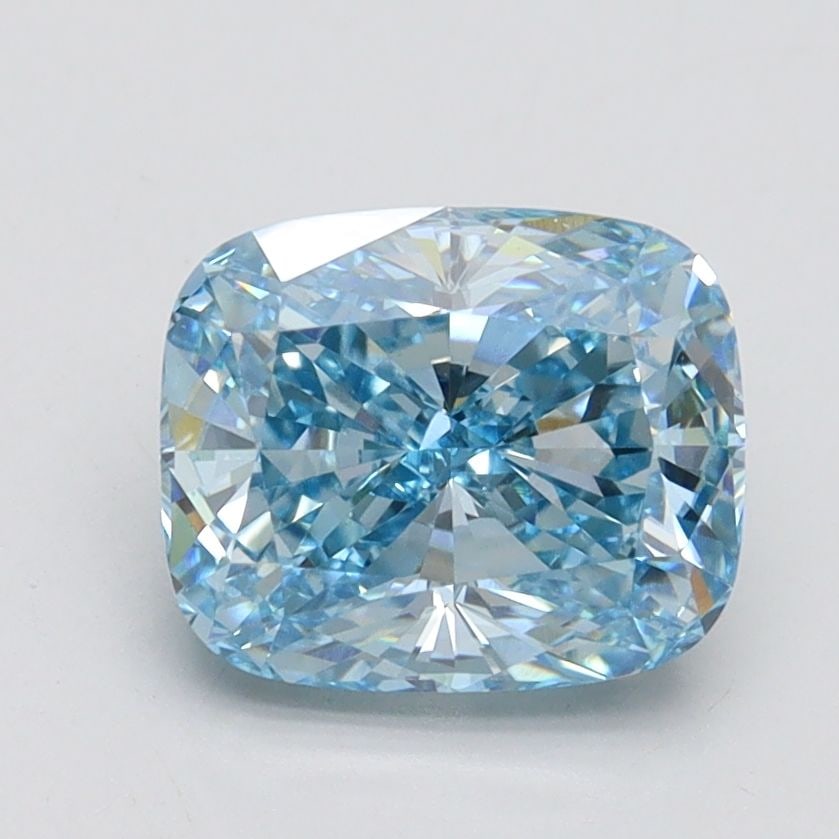 Loose Diamond - CUSHION BRILLIANT 1.9ct Fancy Vivid Blue VS1: Loose Diamond - CUSHION BRILLIANT 1.9ct Fancy Vivid Blue VS1 Source: This is a real non-mined Diamond that has been grown in a lab Shape: CUSHION BRILLIANT Carats: 1.9 Color: Fancy Vivid Blue Certific