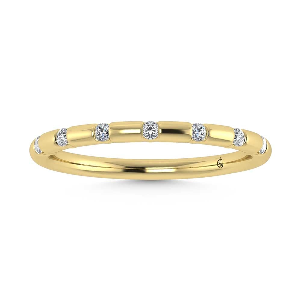 14K Yellow Gold Diamond 1/8 Ct.Tw. Stackable Band: 14K Yellow Gold Diamond 1/8 Ct.Tw. Stackable Band 14k Yellow Gold Stone Color: G-h Stone Clarity: Si Each ring is presented in standard size 6.5. Complimentary resizing is available between sizes 510 