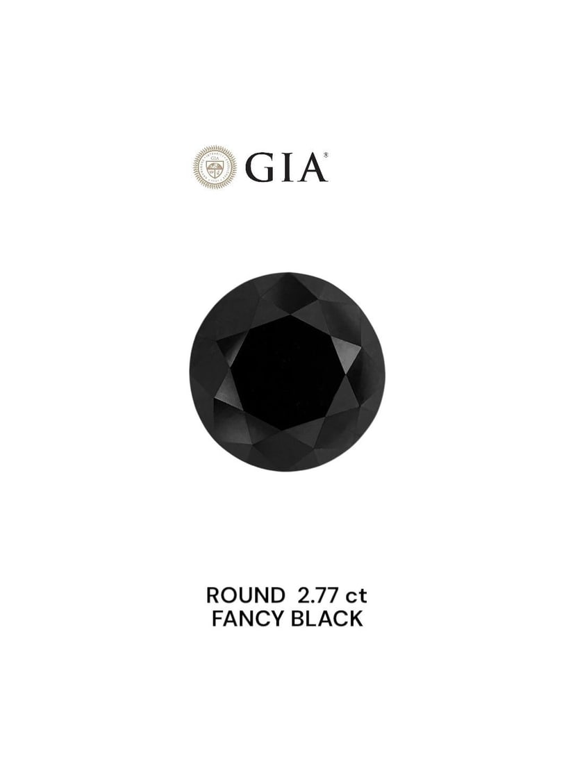 Loose Diamond - ROUND 2.77ct Fancy Black VVS2: Loose Diamond - ROUND 2.77ct Fancy Black VVS2 Source: Natural Shape: ROUND Carats: 2.77 Color: Fancy Black Certification: GIA Video: