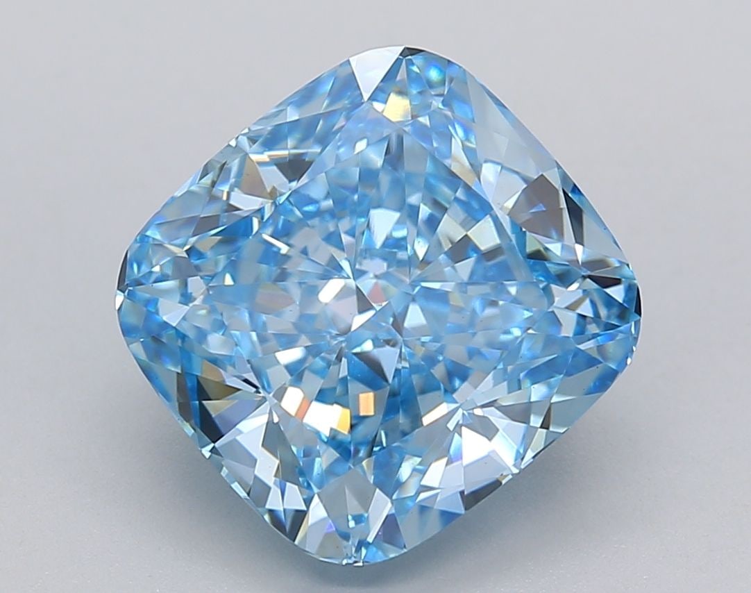 Loose Diamond - CUSHION BRILLIANT 5.21ct Fancy Vivid Blue VS1: Loose Diamond - CUSHION BRILLIANT 5.21ct Fancy Vivid Blue VS1 Source: This is a real non-mined Diamond that has been grown in a lab Shape: CUSHION BRILLIANT Carats: 5.21 Color: Fancy Vivid Blue Certif
