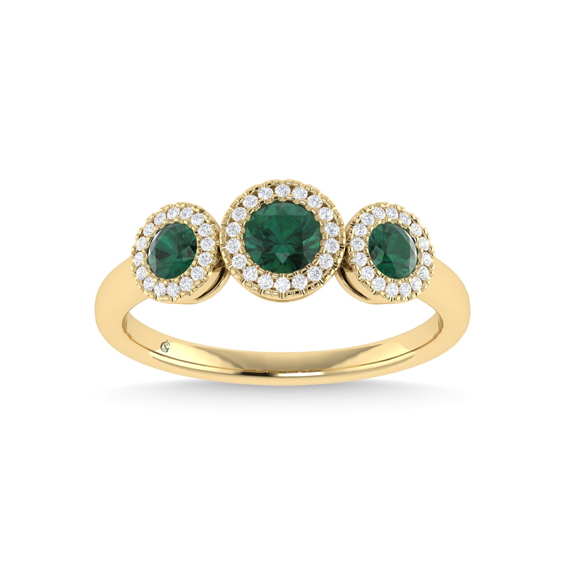 14K Yellow Gold Emerald and Diamond 5/8 Ct.Tw. Fashion Ring (1 of 4)