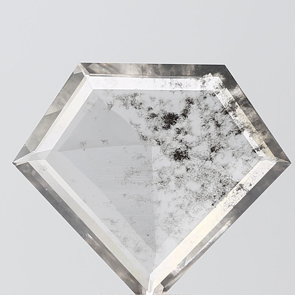 Loose Diamond - SHIELD 3.06ct Salt and Pepper I2: Loose Diamond - SHIELD 3.06ct Salt and Pepper I2 Source: This is a real non-mined Diamond that has been grown in a lab Shape: SHIELD Carats: 3.06 Color: Salt and Pepper Certification: NONE Video: