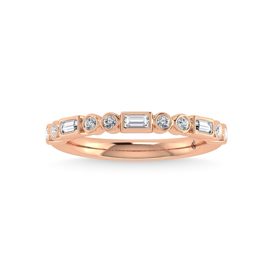 14K Rose Gold Diamond 1/4 Ct.Tw. Stackable Band: 14K Rose Gold Diamond 1/4 Ct.Tw. Stackable Band 14k Rose Gold Stone Color: G-h Stone Clarity: Si3-i1 / I1-i2 Each ring is presented in standard size 6.5. Complimentary resizing is available between si