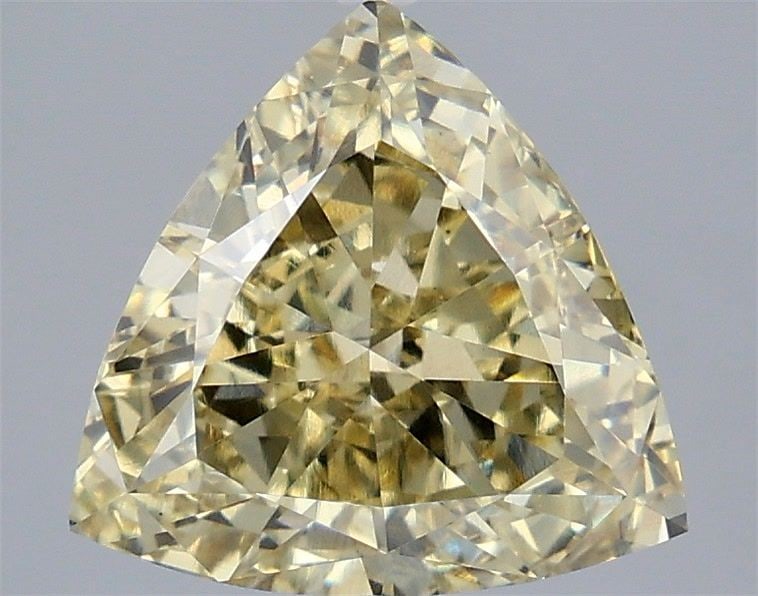 Loose Diamond - TRIANGULAR 3.57ct Fancy Light Gray Yellow VS1: Loose Diamond - TRIANGULAR 3.57ct Fancy Light Gray Yellow VS1 Source: This is a real non-mined Diamond that has been grown in a lab Shape: TRIANGULAR Carats: 3.57 Color: Fancy Light Gray Yellow Certif