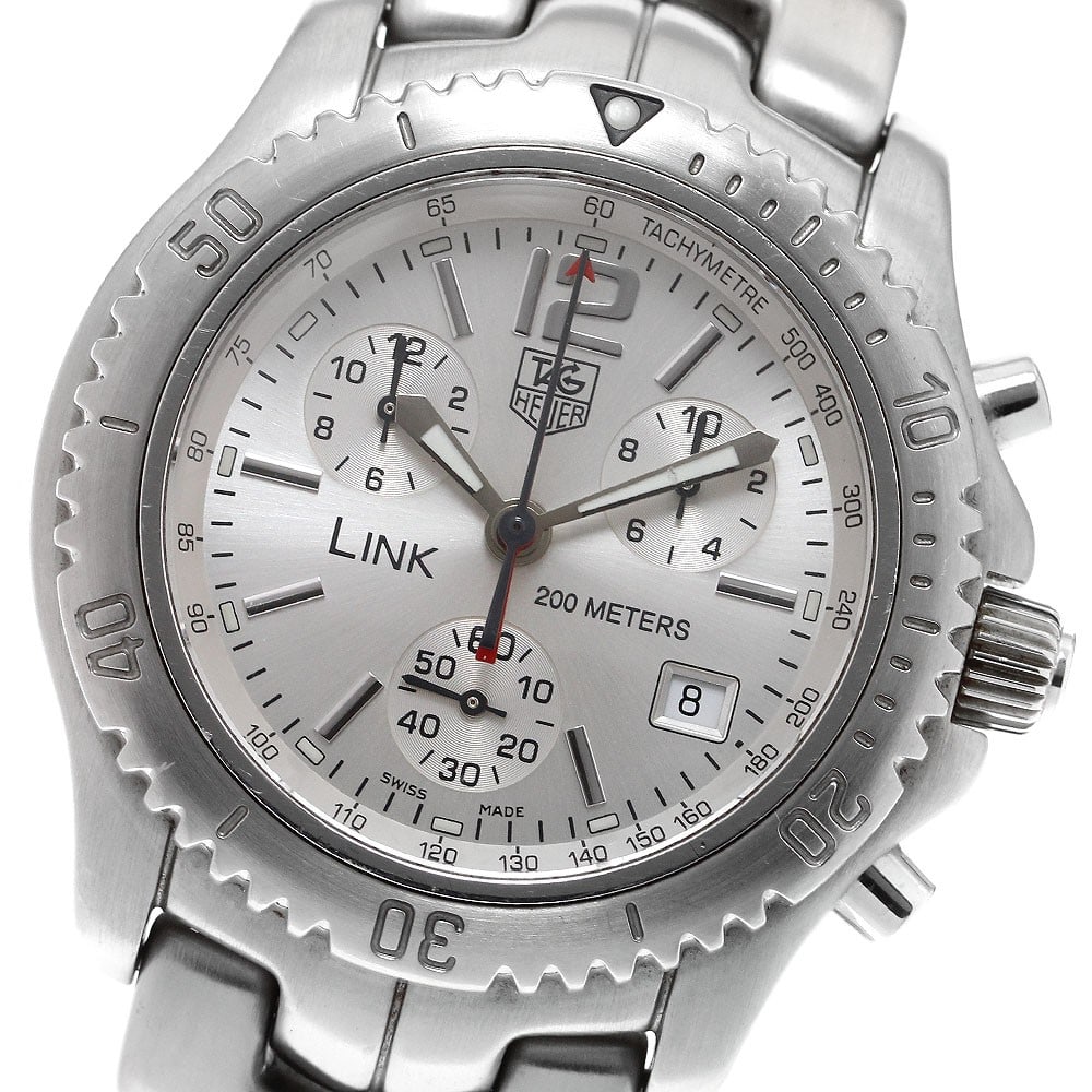 TAG Heuer Link CT1116 Quartz Chronograph Steel Men's Wristwatch: TAG Heuer Link CT1116 Quartz Chronograph Steel Men's Wristwatch This TAG Heuer Link CT1116 chronograph wristwatch features a stainless steel case and bracelet, complemented by a silver dial. It operat