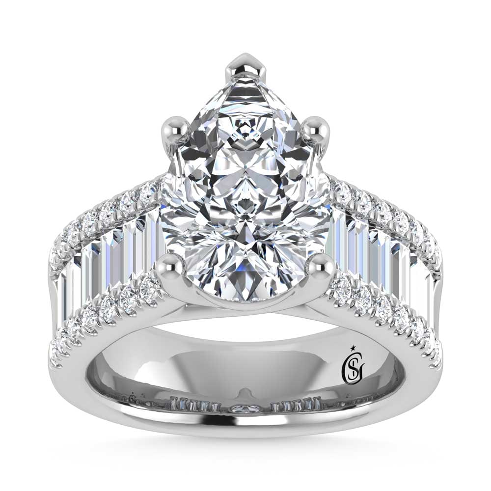 14K White Gold Lab Grown Diamond 4 1/6 Ct.Tw. Engagement Ring (IGI Certified Center 3ct) (1 of 4)