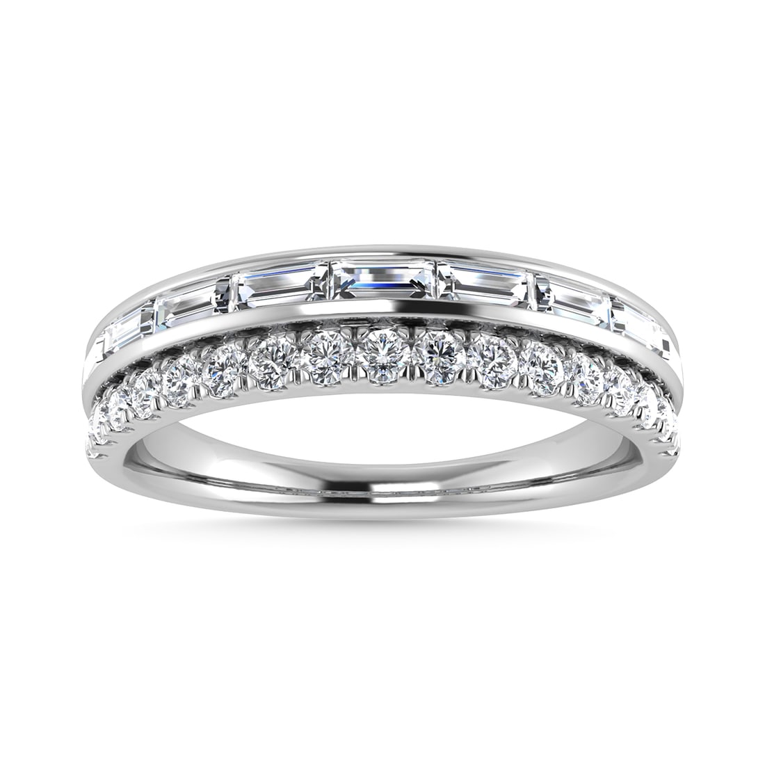 Diamond 5/8 Ct.Tw. Fashion Band in 14K White Gold: Diamond 5/8 Ct.Tw. Fashion Band in 14K White Gold 14k White Gold Stone Color: G-h Stone Clarity: Si2 / I1 Each ring is presented in standard size 6.5. Complimentary resizing is available between sizes