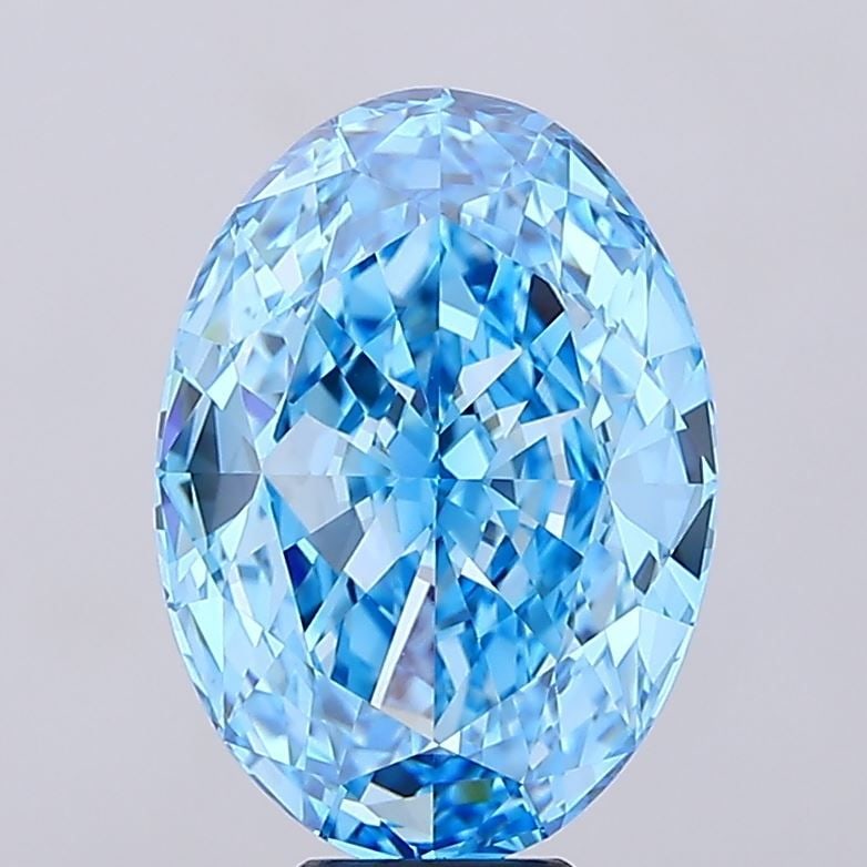 Loose Diamond - OVAL 10.08ct Fancy Vivid Blue VVS2: Loose Diamond - OVAL 10.08ct Fancy Vivid Blue VVS2 Source: This is a real non-mined Diamond that has been grown in a lab Shape: OVAL Carats: 10.08 Color: Fancy Vivid Blue Certification: IGI Video: