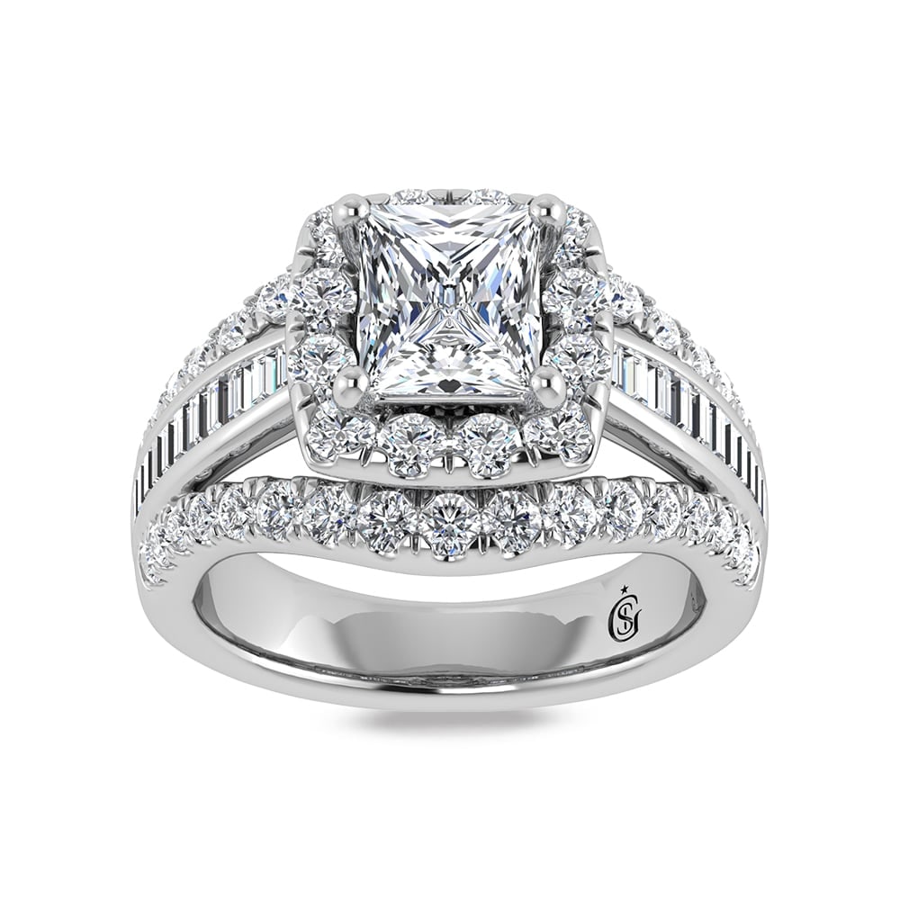 14K White Gold Lab Grown Diamond 1 7/8 Ct.Tw. Princess Shape Engagement Ring (IGI Certified Center: 14K White Gold Lab Grown Diamond 1 7/8 Ct.Tw. Princess Shape Engagement Ring (IGI Certified Center 1ct) 14k White Gold Stone Color: D-f Stone Clarity: Vs Each ring is presented in standard size 6.5. C
