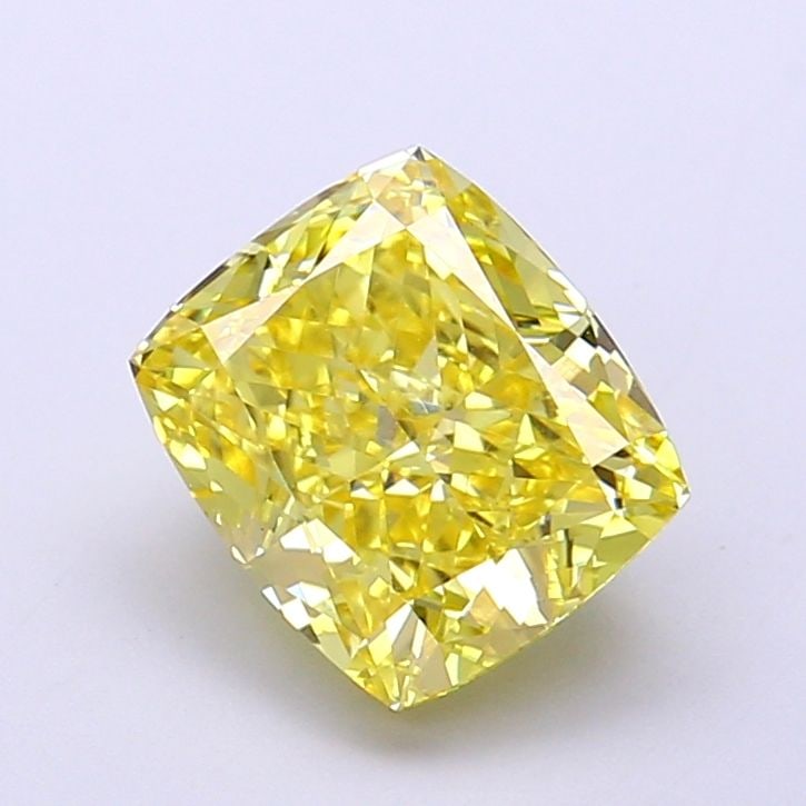 Loose Diamond - CUSHION MODIFIED 2.08ct Fancy Vivid Yellow VVS2: Loose Diamond - CUSHION MODIFIED 2.08ct Fancy Vivid Yellow VVS2 Source: This is a real non-mined Diamond that has been grown in a lab Shape: CUSHION MODIFIED Carats: 2.08 Color: Fancy Vivid Yellow Cer