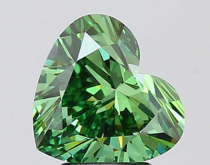 Loose Diamond - HEART 3.0ct Fancy Vivid Green VS1: Loose Diamond - HEART 3.0ct Fancy Vivid Green VS1 Source: This is a real non-mined Diamond that has been grown in a lab Shape: HEART Carats: 3.0 Color: Fancy Vivid Green Certification: IGI The Diamond