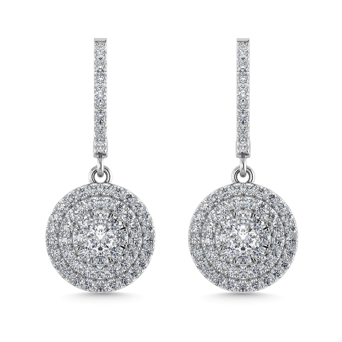 Diamond 1 Ct.Tw. Dangler Earrings in 14K White Gold: Diamond 1 Ct.Tw. Dangler Earrings in 14K White Gold 14k White Gold Stone Color: G-h Stone Clarity: I1 This item may take 2-5 weeks for shipping. The Diamond Depot Guarantee: All items in this auction 