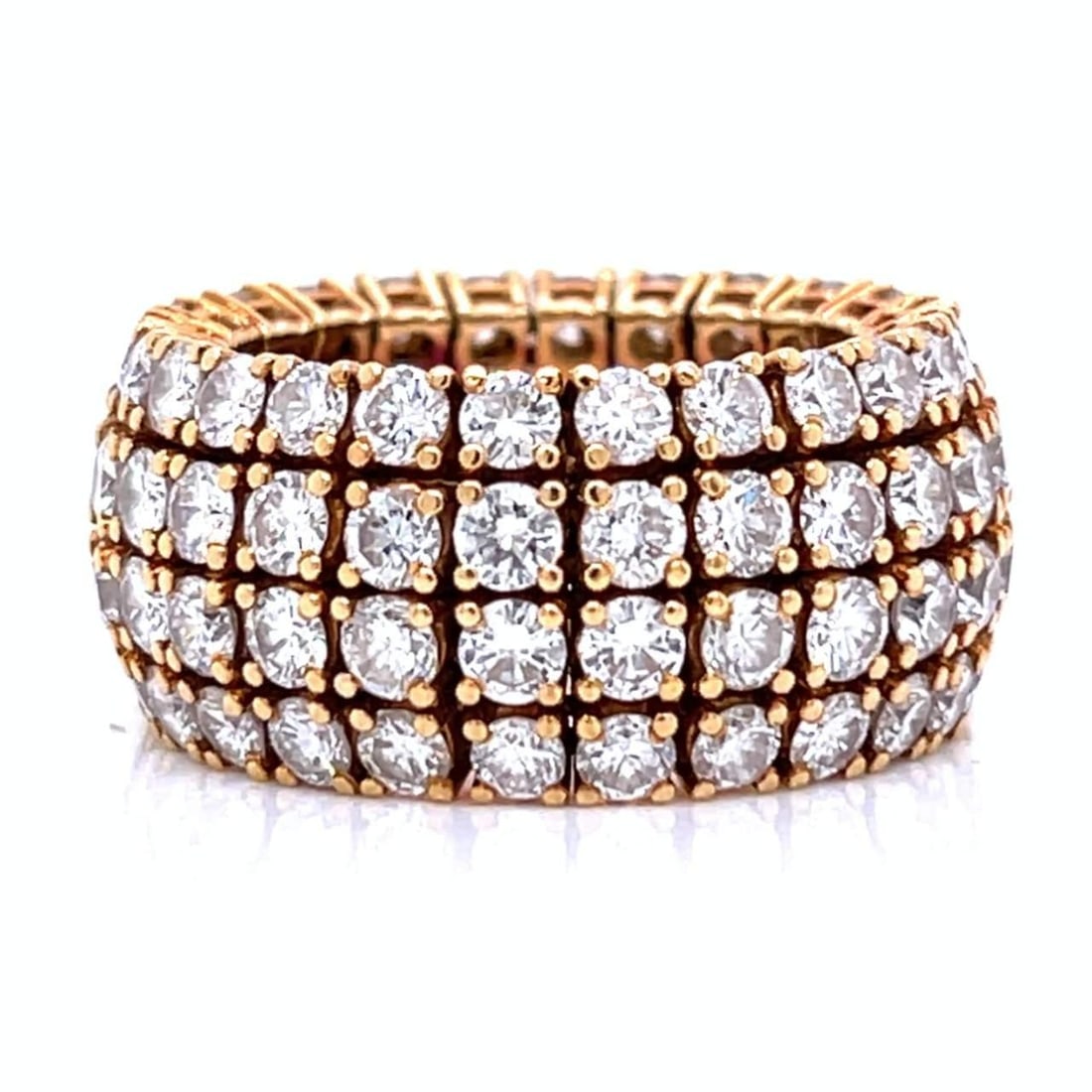 18K Yellow Gold Flexible Diamond Band 96 Diamonds 7.65 Ct F-G VVS-VS: 18K Yellow Gold Flexible Diamond Band 96 Diamonds 7.65 Ct F-G VVS-VS This exquisite 18K Yellow Gold Flexible Diamond Band is a stunning addition to any jewelry collection. Weighing 15.0 grams, it feat