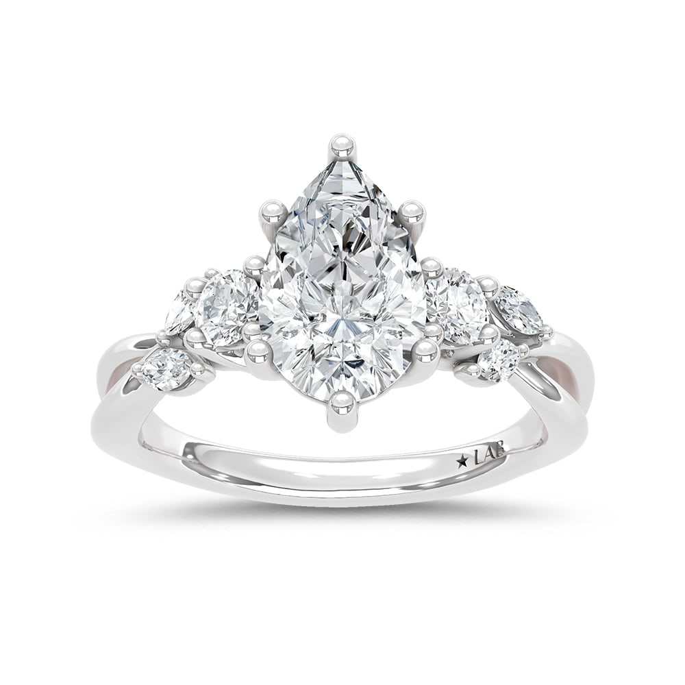 14K White Gold Lab Grown Diamond 2 1/3 Ct.Tw. Engagement Ring (IGI Certified Center 2ct): 14K White Gold Lab Grown Diamond 2 1/3 Ct.Tw. Engagement Ring (IGI Certified Center 2ct) 14k White Gold Stone Color: D-f Stone Clarity: Vs Each ring is presented in standard size 6.5. Complimentary