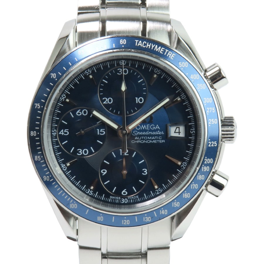 Omega Speedmaster 3212.80 Blue Dial Automatic Wristwatch: Omega Speedmaster 3212.80 Blue Dial Automatic Wristwatch This OMEGA Speedmaster men's wristwatch, model 3212.80, features a blue dial and a stainless steel case measuring 39mm in width and 45mm in hei