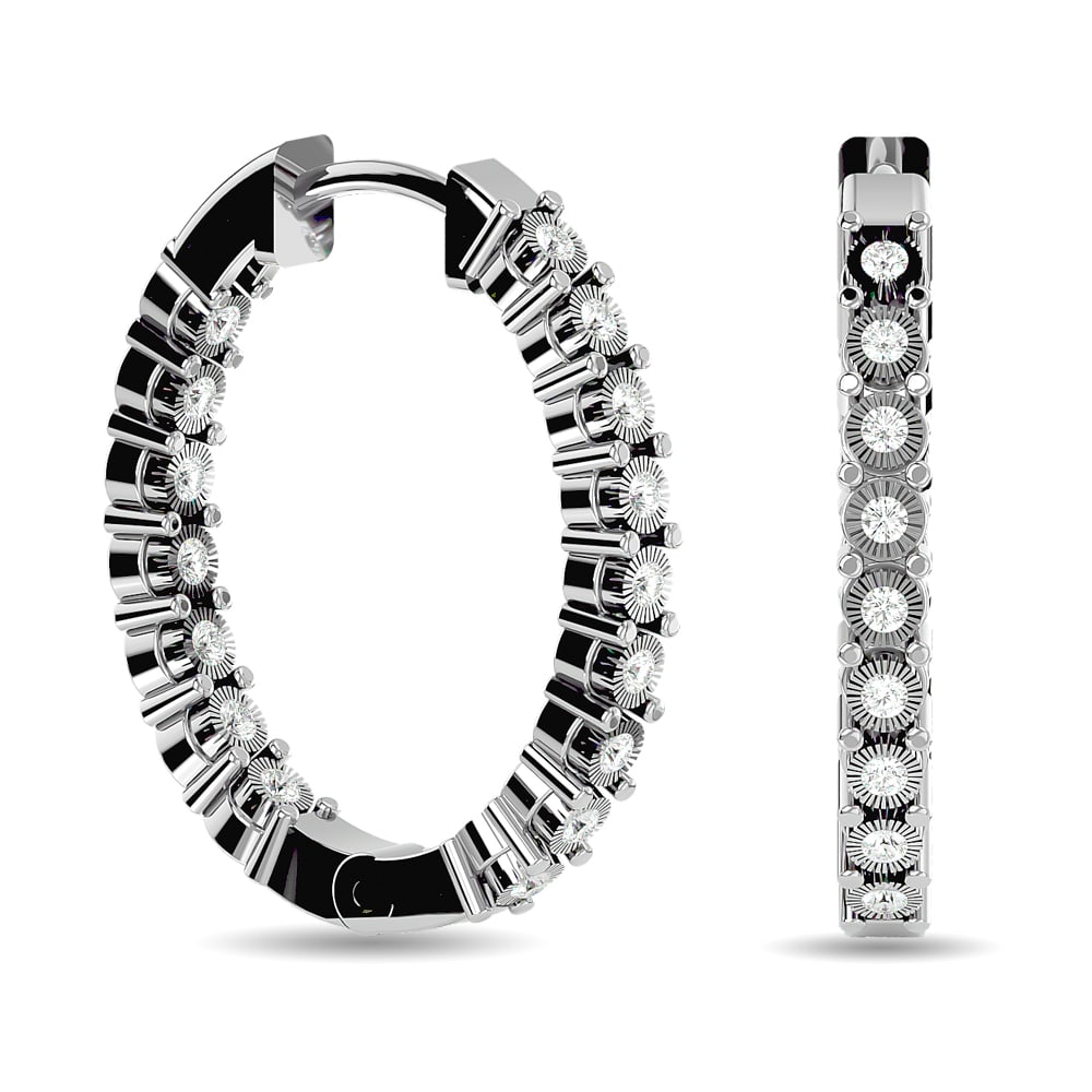 Diamond 7/8 Ct.tw Hoop Earrings in 10K White Gold: Diamond 7/8 Ct.tw Hoop Earrings in 10K White Gold 10k White Gold Stone Color: G-h Stone Clarity: I1 This item may take 2-5 weeks for shipping. The Diamond Depot Guarantee: All items in this auction ar