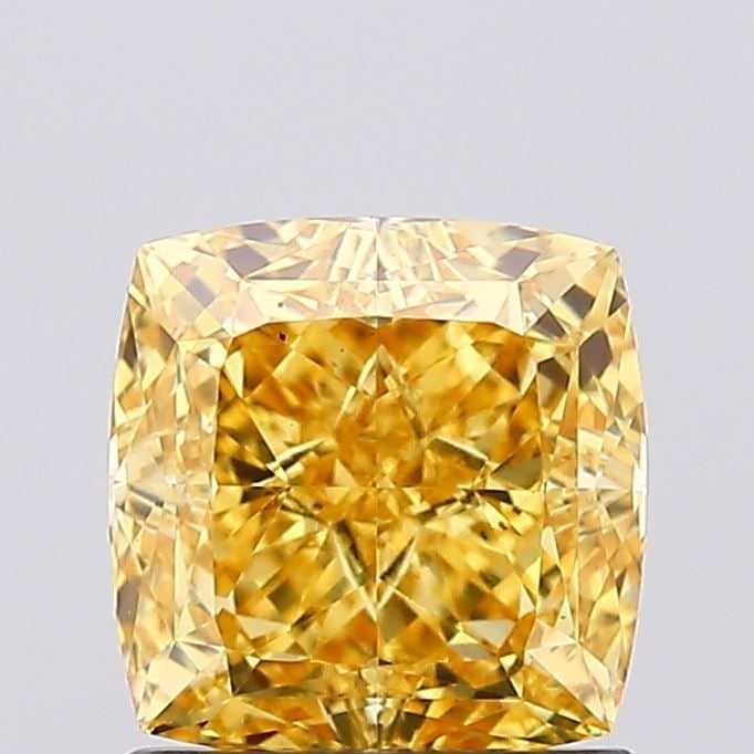 Loose Diamond - CUSHION MODIFIED 1.18ct Fancy Vivid Yellow VS1: Loose Diamond - CUSHION MODIFIED 1.18ct Fancy Vivid Yellow VS1 Source: This is a real non-mined Diamond that has been grown in a lab Shape: CUSHION MODIFIED Carats: 1.18 Color: Fancy Vivid Yellow Cert
