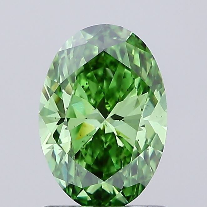 Loose Diamond - OVAL 1.04ct Fancy Vivid Green VS1: Loose Diamond - OVAL 1.04ct Fancy Vivid Green VS1 Source: This is a real non-mined Diamond that has been grown in a lab Shape: OVAL Carats: 1.04 Color: Fancy Vivid Green Certification: NONE Video: