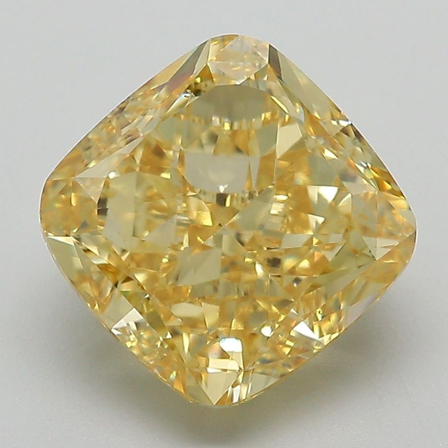 Loose Diamond - CUSHION MODIFIED 4.98ct Fancy Vivid Yellow VVS2: Loose Diamond - CUSHION MODIFIED 4.98ct Fancy Vivid Yellow VVS2 Source: This is a real non-mined Diamond that has been grown in a lab Shape: CUSHION MODIFIED Carats: 4.98 Color: Fancy Vivid Yellow Cer