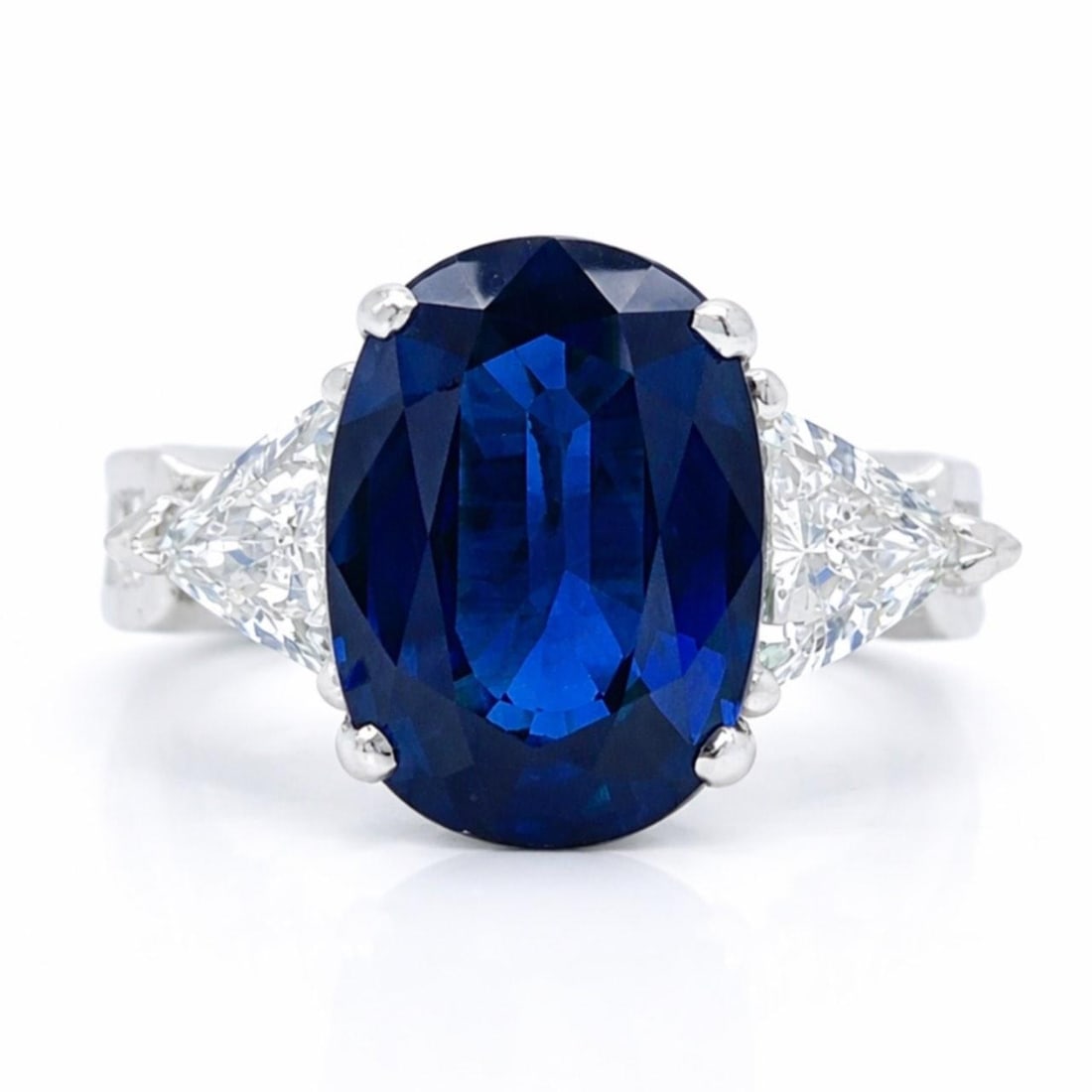 Sapphire and Diamond Platinum Ring with 6.52 Carat Center Stone Size 5.5 (1 of 4)