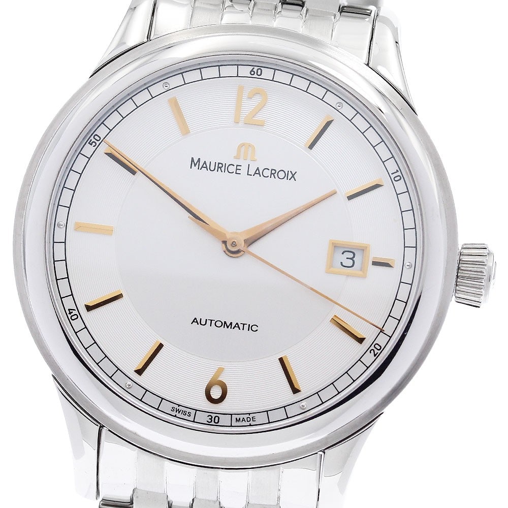 Maurice Lacroix Les Classiques Automatic Date Stainless Steel Men's Watch: Maurice Lacroix Les Classiques Automatic Date Stainless Steel Men's Watch This Maurice Lacroix Les Classiques Date men's wristwatch features a stainless steel case and band with a silver dial. The aut