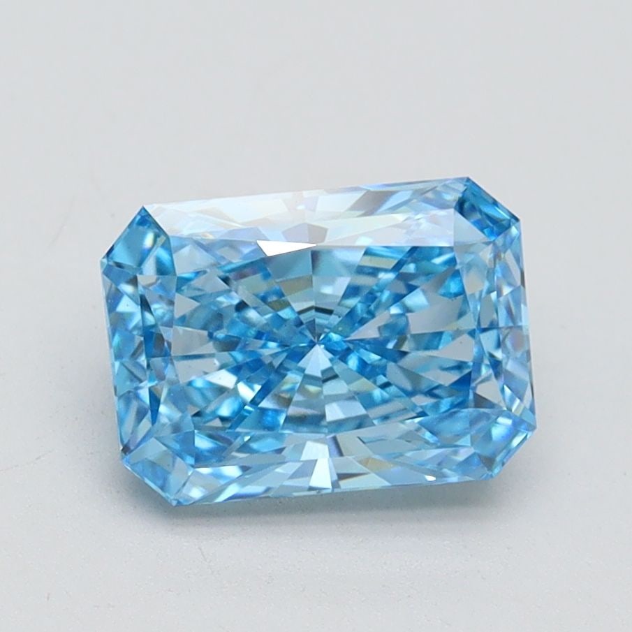 Loose Diamond - RADIANT 1.65ct Fancy Vivid Blue VS1: Loose Diamond - RADIANT 1.65ct Fancy Vivid Blue VS1 Source: This is a real non-mined Diamond that has been grown in a lab Shape: RADIANT Carats: 1.65 Color: Fancy Vivid Blue Certification: IGI Video: