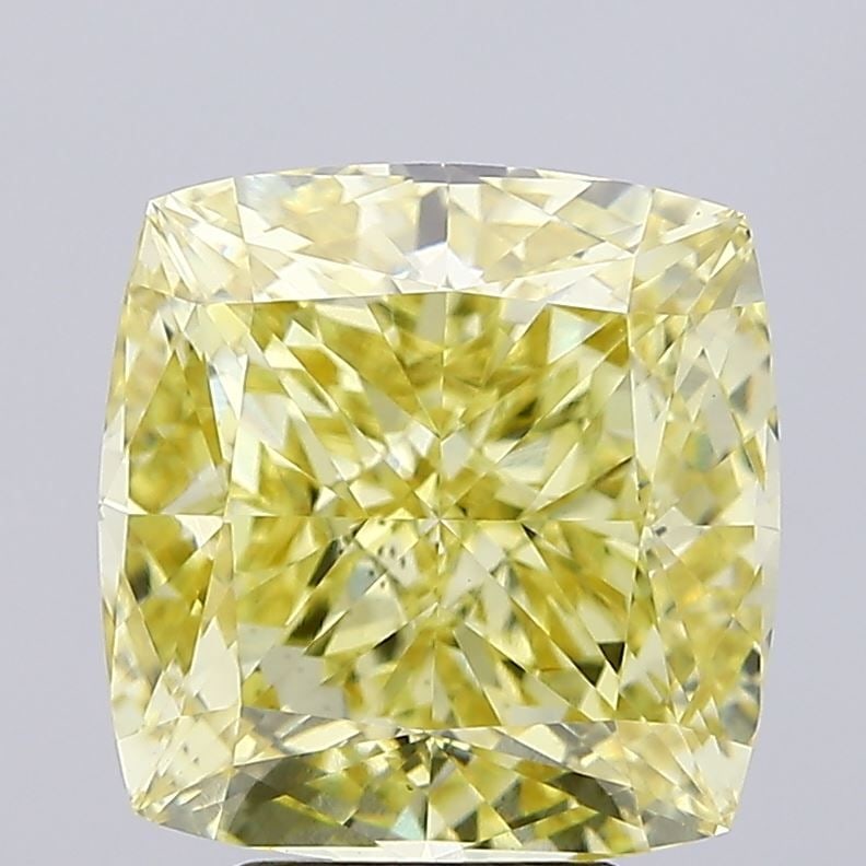 Loose Diamond - CUSHION MODIFIED 5.25ct Fancy Intense Yellow VVS2: Loose Diamond - CUSHION MODIFIED 5.25ct Fancy Intense Yellow VVS2 Source: This is a real non-mined Diamond that has been grown in a lab Shape: CUSHION MODIFIED Carats: 5.25 Color: Fancy Intense Yellow