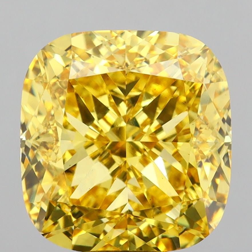 Loose Diamond - CUSHION MODIFIED 10.59ct Fancy Vivid Yellow VS2: Loose Diamond - CUSHION MODIFIED 10.59ct Fancy Vivid Yellow VS2 Source: This is a real non-mined Diamond that has been grown in a lab Shape: CUSHION MODIFIED Carats: 10.59 Color: Fancy Vivid Yellow Ce