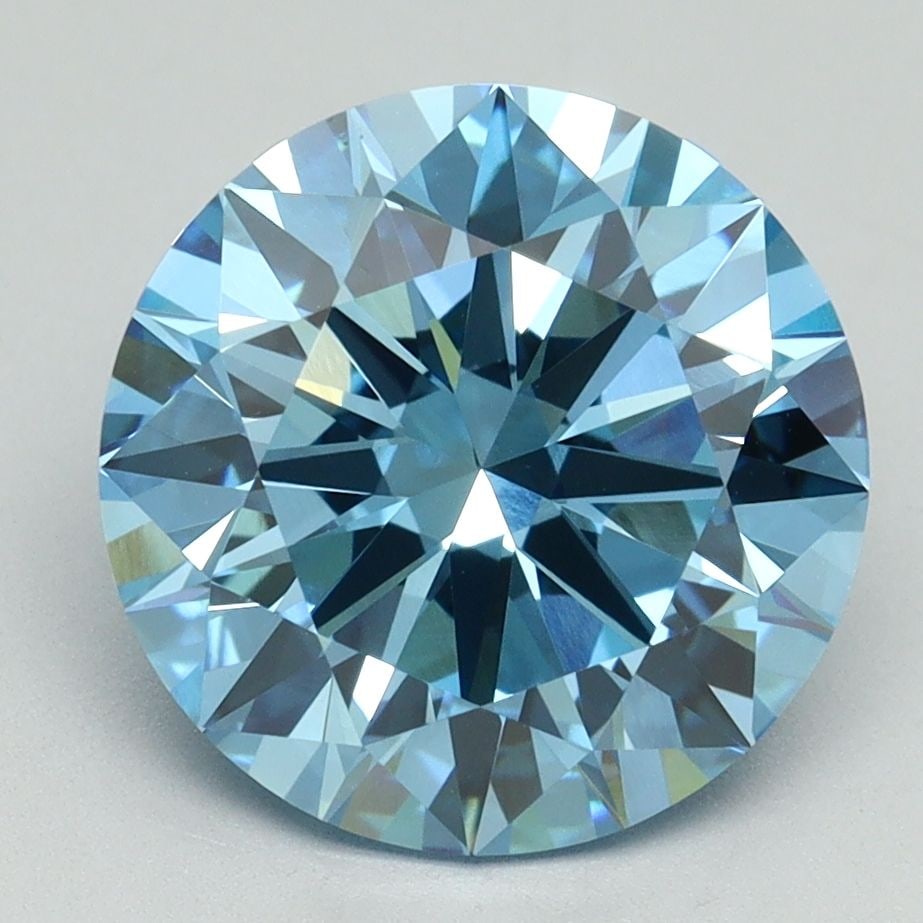 Ideal Loose Diamond - ROUND 4.02ct Fancy Vivid Blue VS1: Ideal Loose Diamond - ROUND 4.02ct Fancy Vivid Blue VS1 Source: This is a real non-mined Diamond that has been grown in a lab Shape: ROUND Carats: 4.02 Color: Fancy Vivid Blue Certification: IGI Video