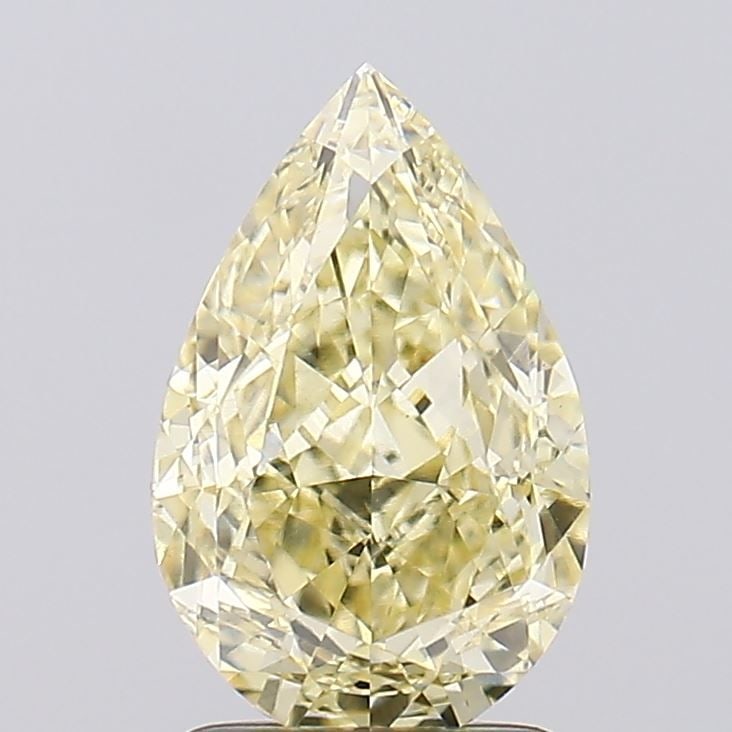 Loose Diamond - PEAR 2.05ct Fancy Light Yellow VS1: Loose Diamond - PEAR 2.05ct Fancy Light Yellow VS1 Source: This is a real non-mined Diamond that has been grown in a lab Shape: PEAR Carats: 2.05 Color: Fancy Light Yellow Certification: IGI Video: