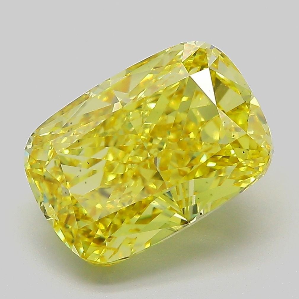 Loose Diamond - CUSHION MODIFIED 5.0ct Fancy Vivid Yellow VS2: Loose Diamond - CUSHION MODIFIED 5.0ct Fancy Vivid Yellow VS2 Source: This is a real non-mined Diamond that has been grown in a lab Shape: CUSHION MODIFIED Carats: 5.0 Color: Fancy Vivid Yellow Certif