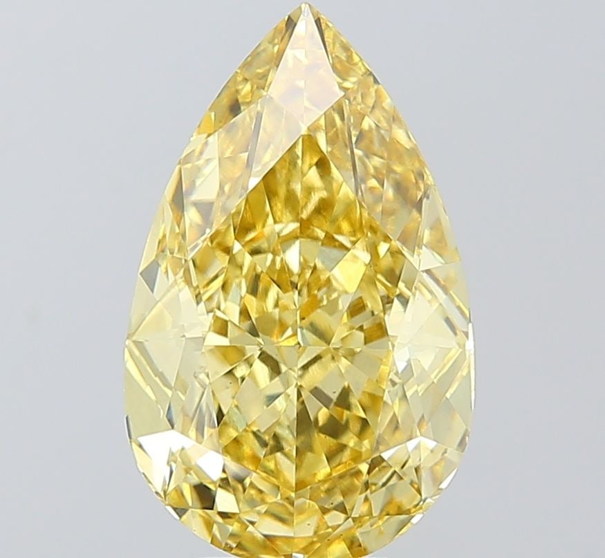 Loose Diamond - PEAR 5.02ct Fancy Intense Yellow VS1: Loose Diamond - PEAR 5.02ct Fancy Intense Yellow VS1 Source: This is a real non-mined Diamond that has been grown in a lab Shape: PEAR Carats: 5.02 Color: Fancy Intense Yellow Certification: IGI Video